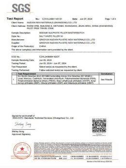 ROHS Test Report about Na2So4 Filler Masterbatch